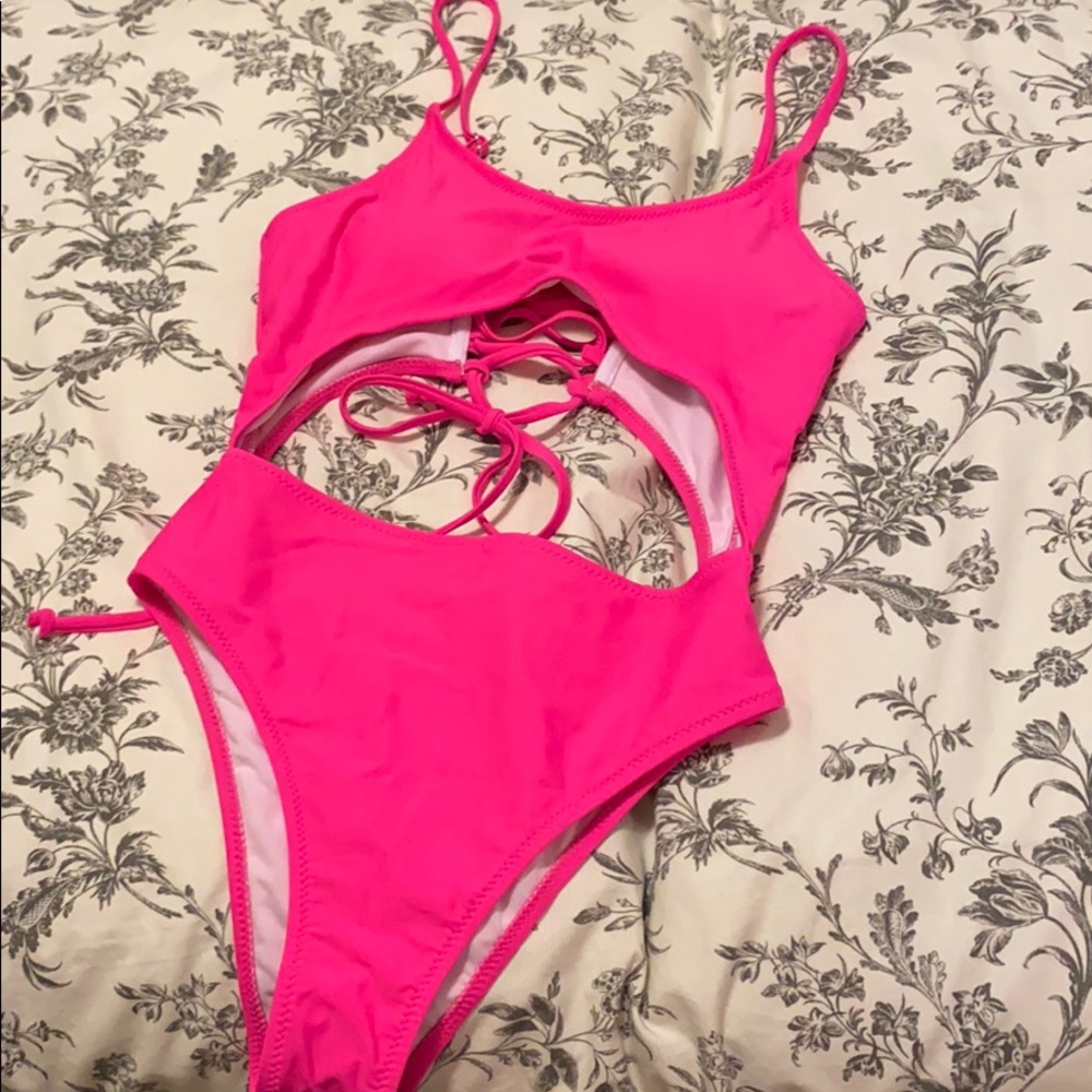 One piece hot  pink bathing suit
